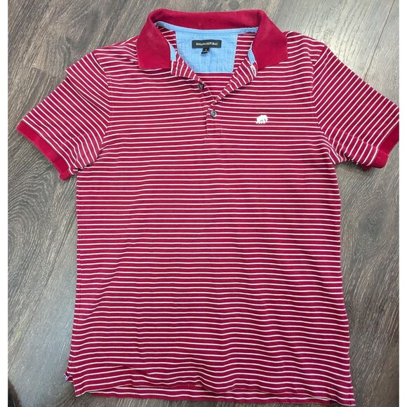 Banana Republic Polo Shirt Cotton Red White Short Sleeve Elephant Logo Small - Picture 1 of 3